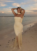 Vestido largo con flecos Aliz