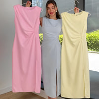 Vestido recto sin mangas de verano con abertura