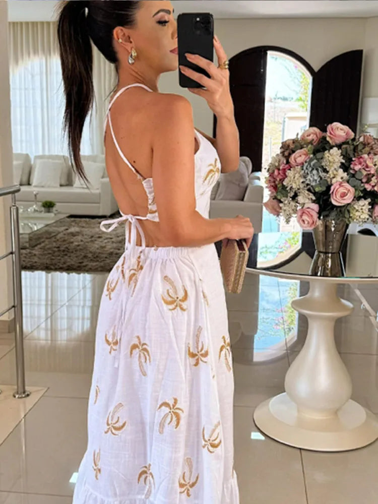 Vestido Con Estampado De Palmeras