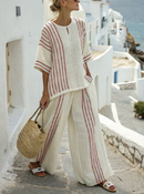 Elegante conjunto de lino de dos piezas