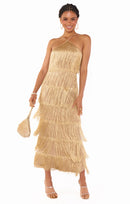 Vestido de Flecos Dorado