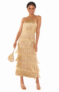 Vestido de Flecos Dorado