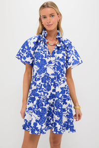 Blue & White Floral Thea Mini Dress