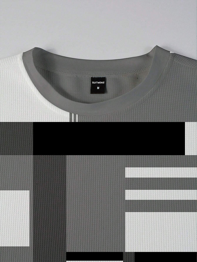 Conjunto de cuello redondo con bloques de color