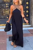 Vestido sin mangas con cuello halter cruzado