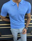 Polo azul Luke con cremallera