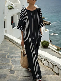 Conjunto de lino blanco y negro