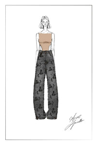 Vaquero Recto con rosas y estrellas