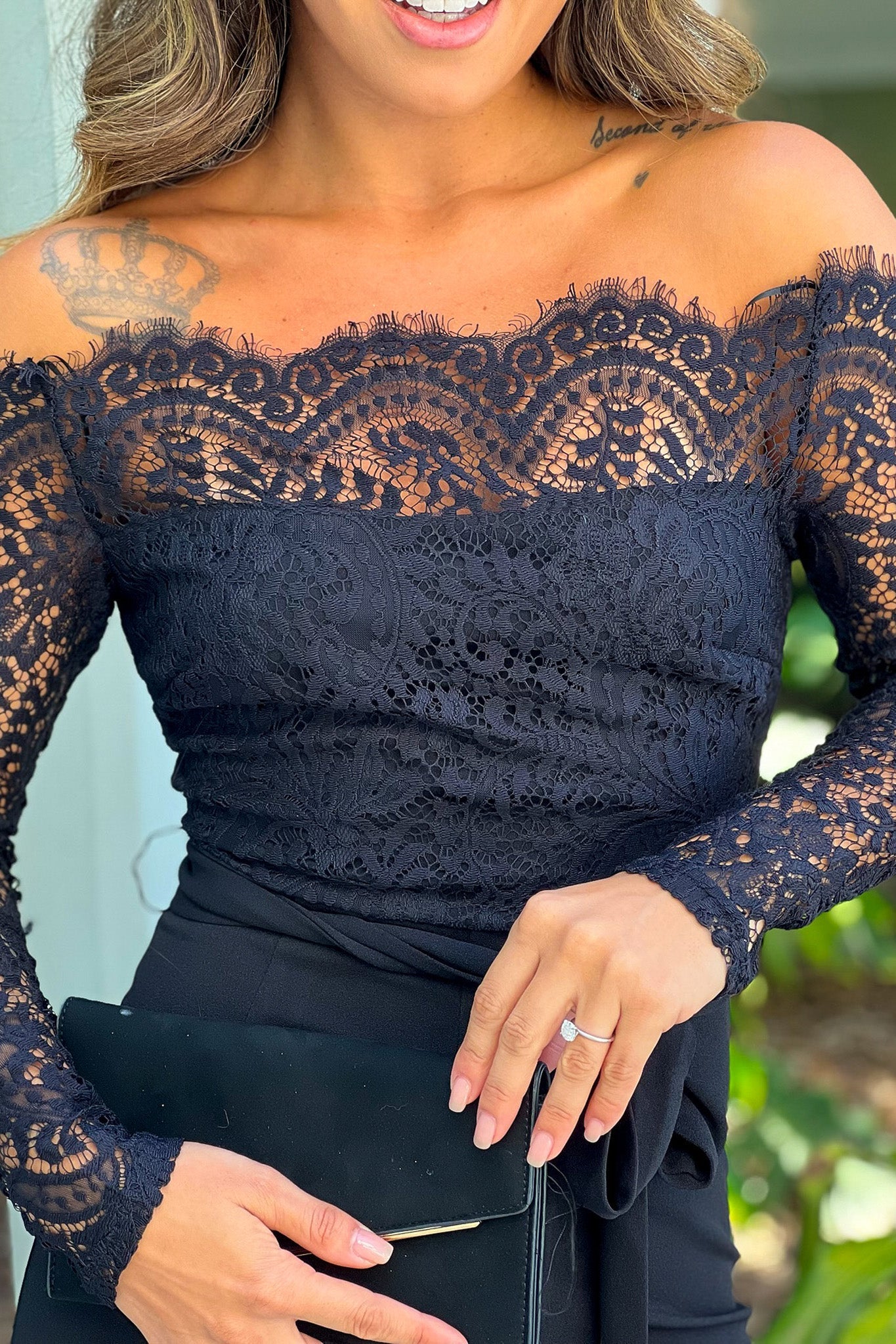 black lace top jumpsuit