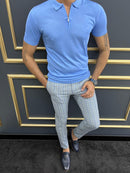 Polo azul Luke con cremallera