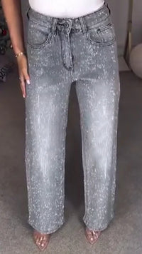 Vaquero Casual estampado de diamantes