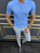 Polo azul Luke con cremallera