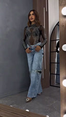 Jeans adornados con pedrería