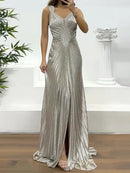 Vestido largo plisado Romina