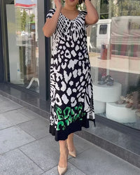 Vestido estampado de manga corta