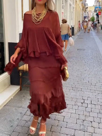 Vestido Asimétrico Con Capas y Volantes