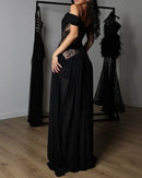 Vestido gasa con corsé de encaje