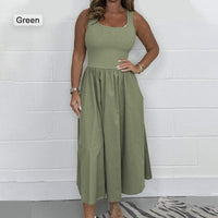 Vestido sin mangas con escote cuadrado