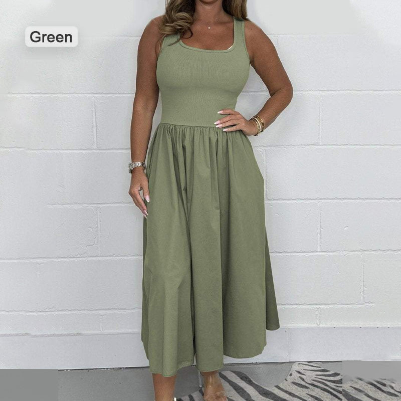 Vestido sin mangas con escote cuadrado