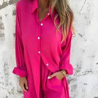 Conjunto de dos piezas de algodón y lino nuevo primavera y verano