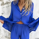 Conjunto de dos piezas de algodón y lino nuevo primavera y verano