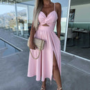 💖Venta limitada 50% de descuento💖Vestido de mujer con tirantes finos y abertura alta