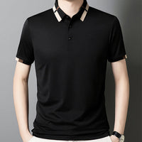 Polo de manga corta y tejido elástico de seda