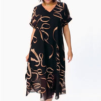 Vestido midi con estampado artístico