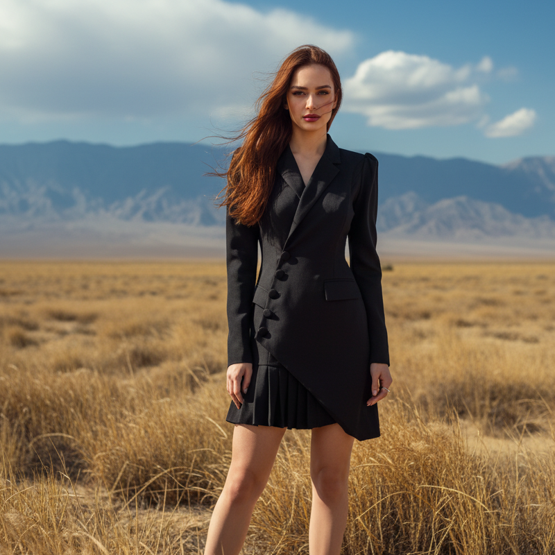 Vestido Blazer Plisado