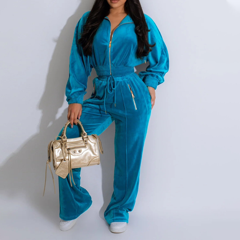 Conjunto de terciopelo de moda