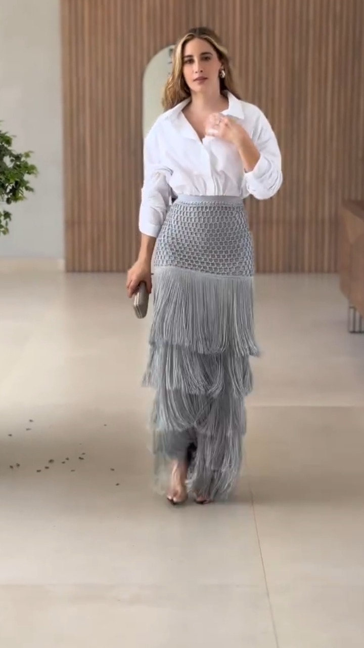 Conjunto de Falda de Fleco