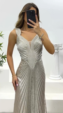 Vestido largo plisado Romina