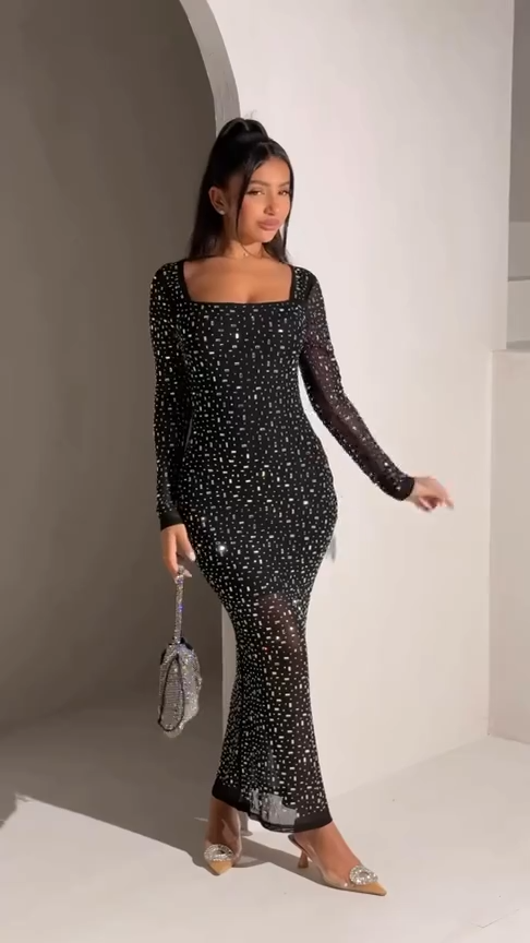 Vestido malla de Brillos Nina