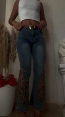 Vaqueros lavados  estampado de diamantes